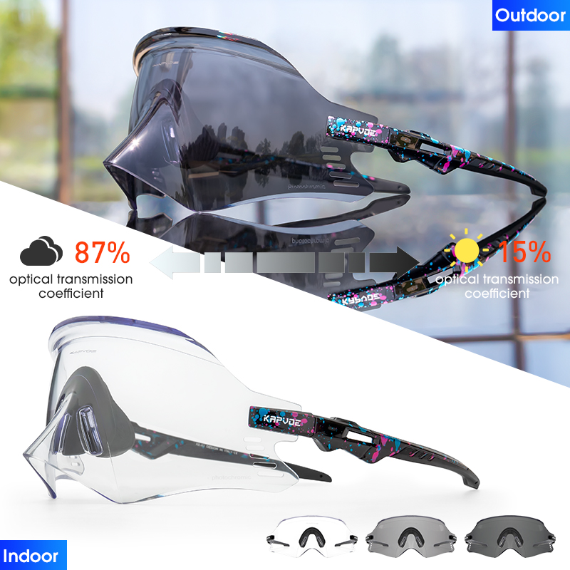 Kapvoe-Photochromic Sports Sunglasses for Man Road MTB Bicycle Glasses Riding Goggle Sports Eyewear Bike Women Cycling Glasses: Silver