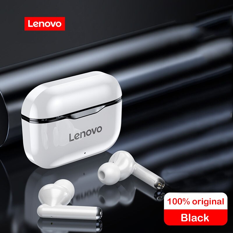 Lenovo LP1 TWS Wireless Earphone Bluetooth 5.0 Dual Stereo Noise Reduction HIFI Bass Touch Control Long Standby 300mAH Headset: black white