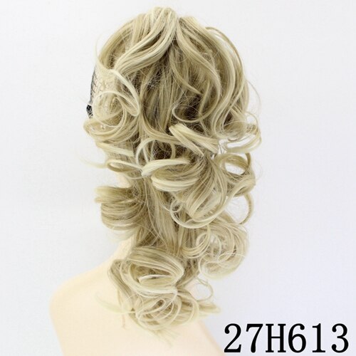 JOY&BEAUTY 12inch Curly High Temperature Fiber Synthetic Hair Pony Tail Hairpiece Clip In Hair Extensions Claw Ponytail 6 color: 27/613#