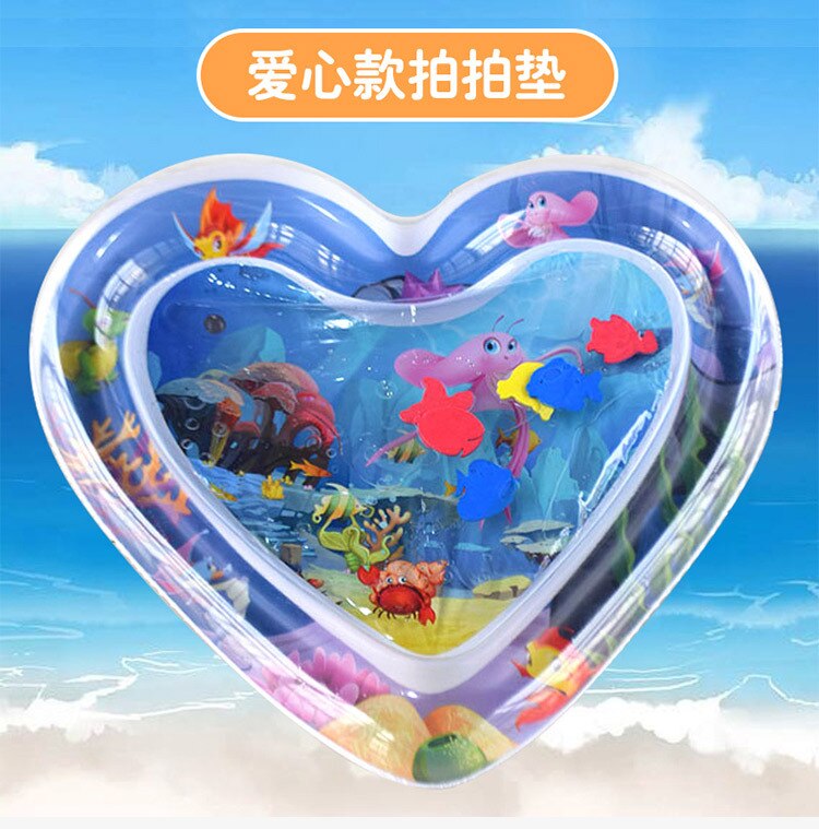 Baby Water Mat Pat Pad Spray Inflatable Different Patterns Water Cushion Marine Life Mat Ice Music Water Accessories: Heart-shaped 68x65CM