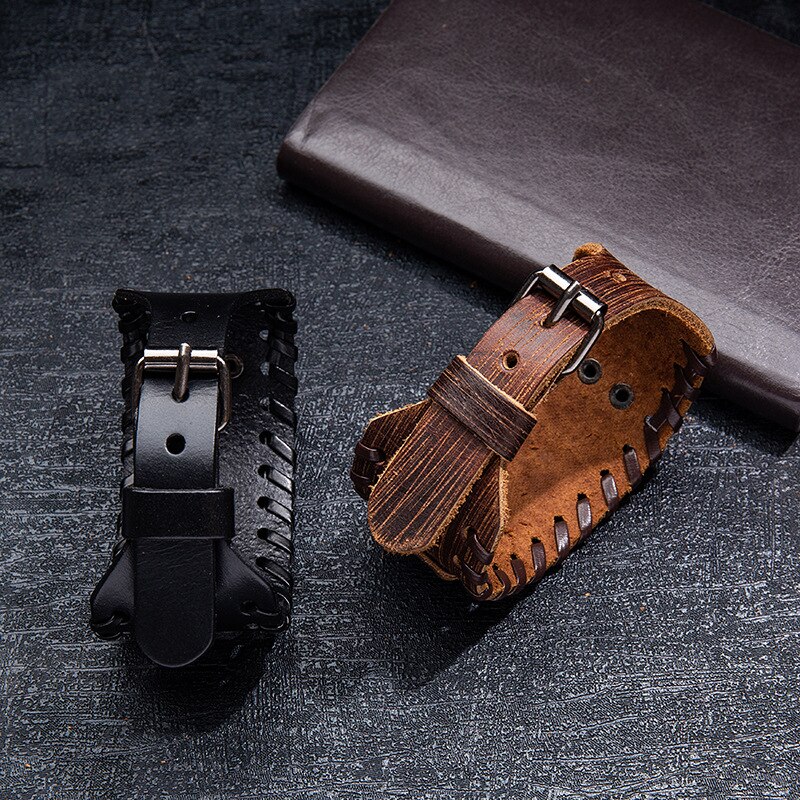 Trendy Wolf Klauw Totem Viking Armband Mannen Armband Mode Lederen Geweven Accessoires Partij Sieraden Hip Hop Sieraden