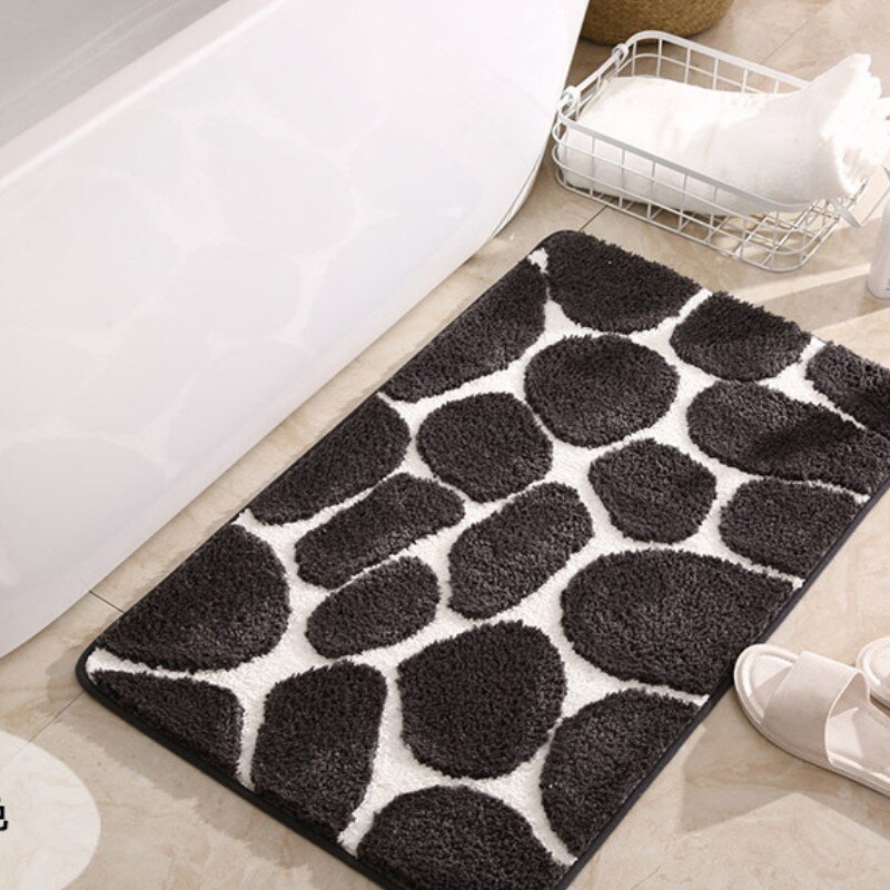 Inyahome Household Bathroom Floor Mat Carpet Dot Decoration Super Soft Microfiber Bath Rug Super Cozy Quick Dry Floor Mat: Cow grey / 40x60cm