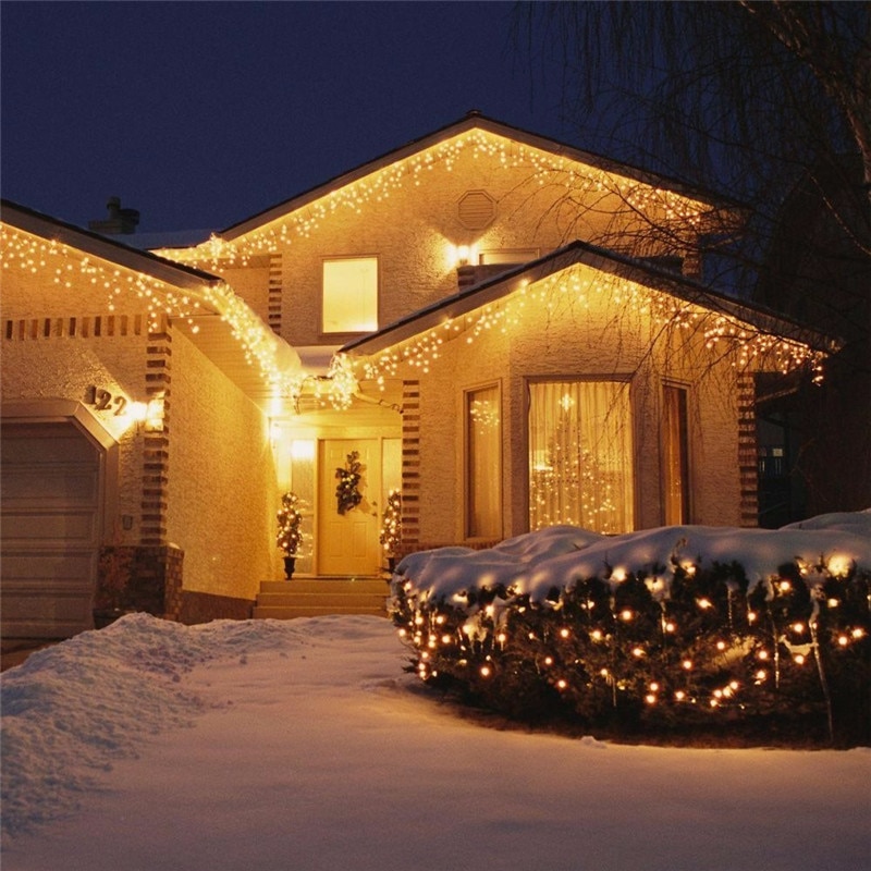 Julelys udendørs dekoration 5 meter hængende 0.4-0.6m led gardiner istap streng lys år bryllupsfest krans lys