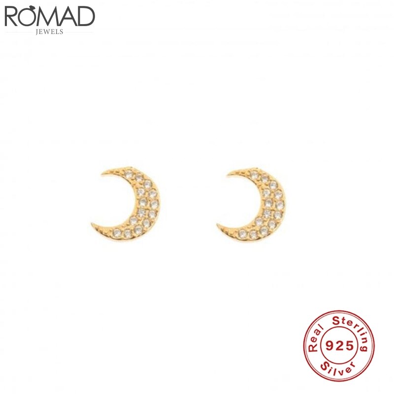 Boucles d'oreilles en argent Sterling 925 | Petites boucles d'oreilles rondes pour filles, Cartilage, oreille, clou, femme géométrique lune aretes R5: Shape 5