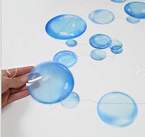 Fest med havstema hängande genomskinlig regnbågsfärg bubbelgirlanger 3d fiskar till sjöjungfrun under havet födelsedagsdekorationer: 2 st blå girlanger