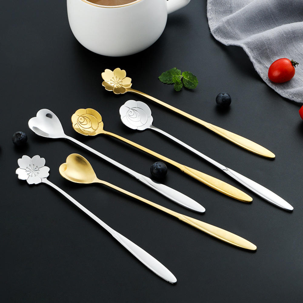 Stainless Steel Long Handle Mixing Spoon, Bar Stirring Spoon for Cocktail, Ice Cream, Coffee, Juice, Tea, Drink,Home Tableware