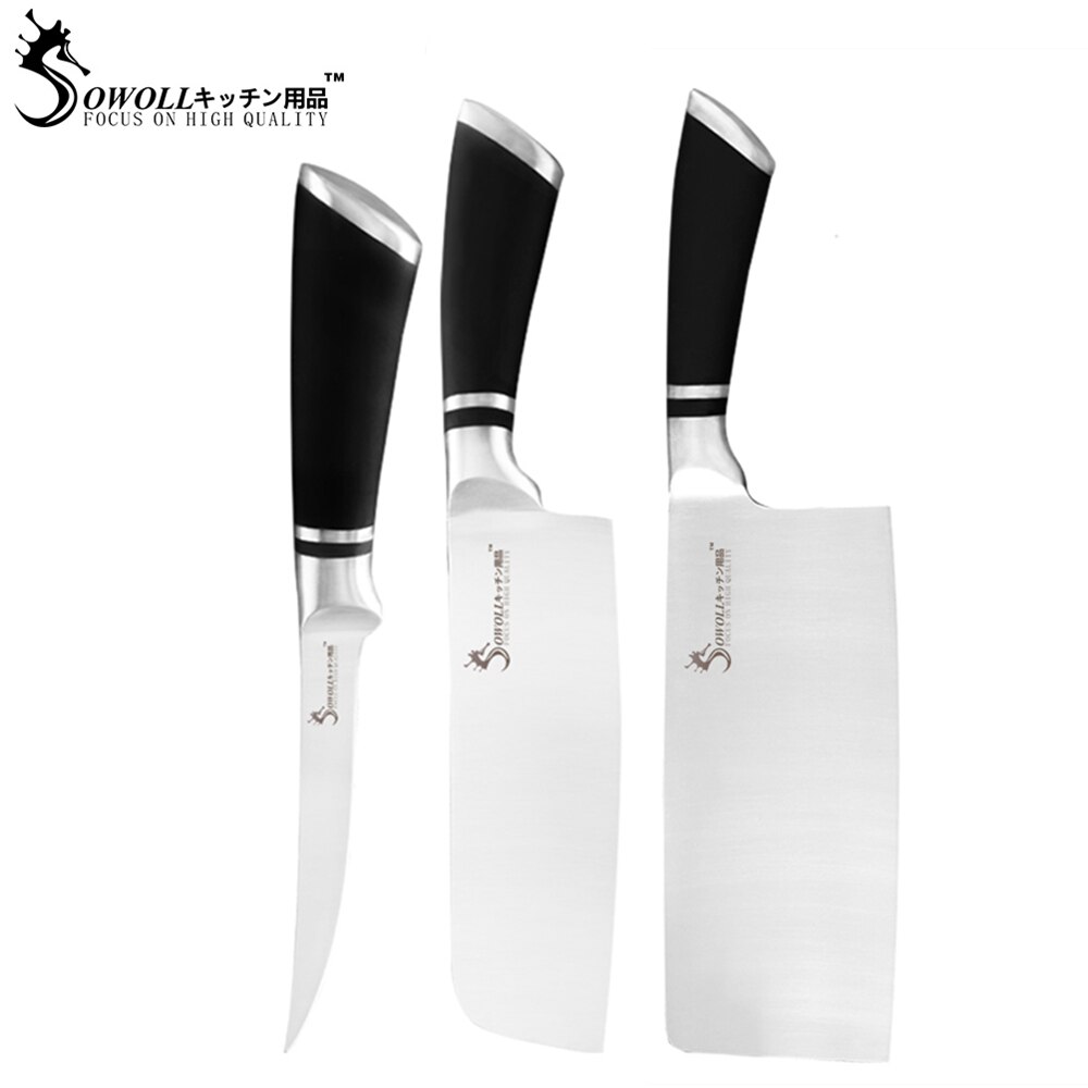 Xyj Stainless Steel Kitchen Knives Set Sharp Blade ABS+TPR Handle Knife Chopping Slicing Meat Fish Filleting Cooking Accessories: C 3PCS SET