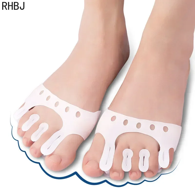 RHBJ 2 Stuks Siliconen Voorvoet Pads Pijnbestrijding Orthesen Teen Separator Anti-Slip Protector Schoenen Inlegzolen Kussen Voetverzorging gereedschap