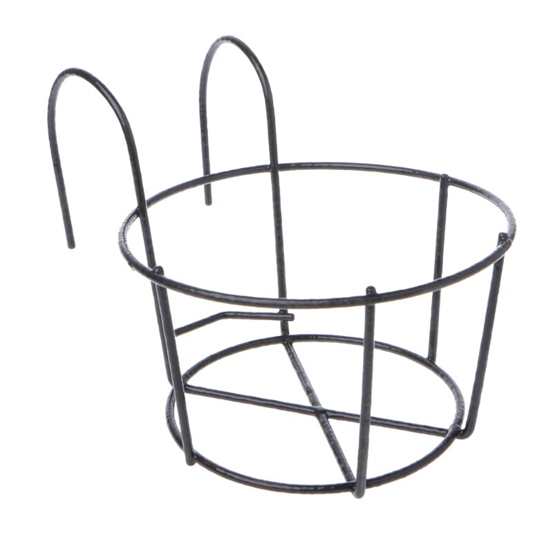 1 Pc Hängen Pflanzen Eisen Gestelle Balkon Runde Blumentopf Tablett Gestell Geländer Zaun Ich bin Freien Garten Dekoration: Schwarz