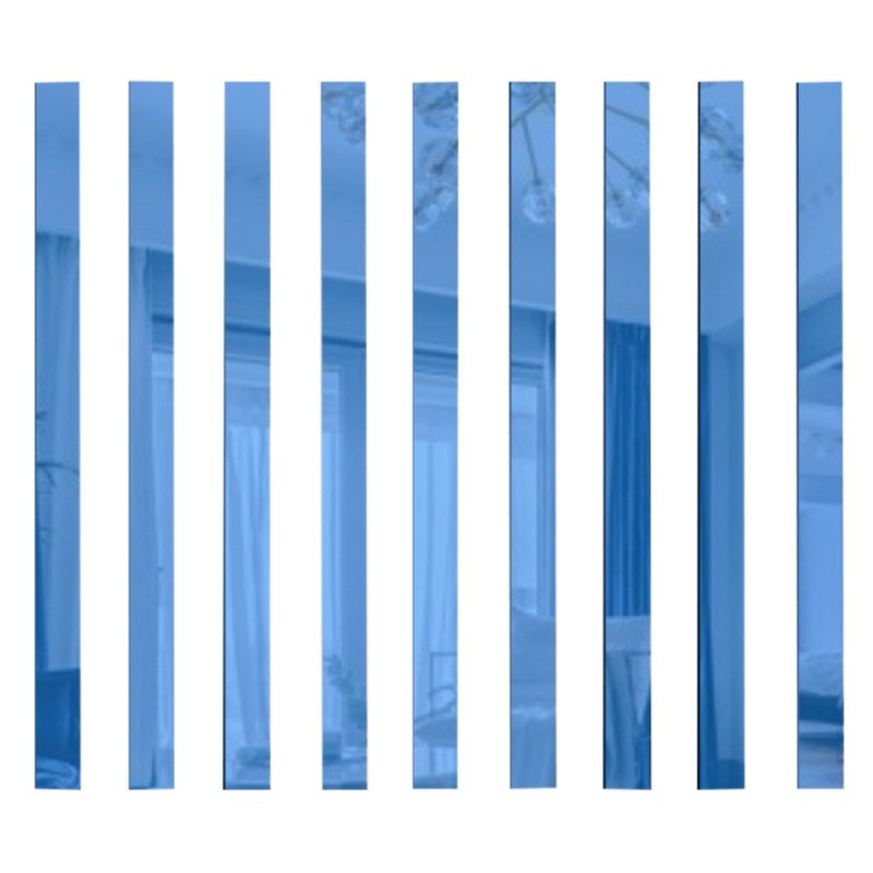 10 stücke 20x5CM Streifen Spiegel Glas Fliesen Zauberstab Aufkleber Decals Mosaik Wohnzimmer Badezimmer Dekor DIY Lange Zauberstab Spiegel Aufkleber Neue: Blau