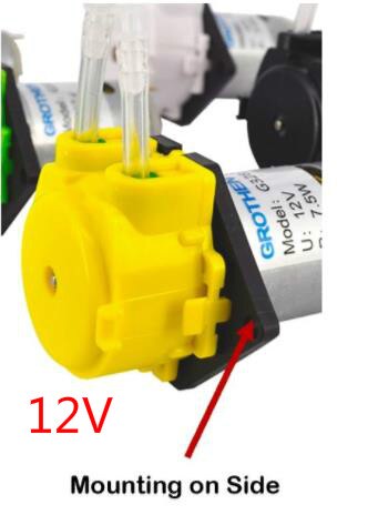 12V 24V DC Peristaltic Liquid Dosing Pump Hose Pump Dosing Head Automatic Doser Pump Connector for Aquarium Lab Analytical Water: 12V MOUNTING  SIDE / White