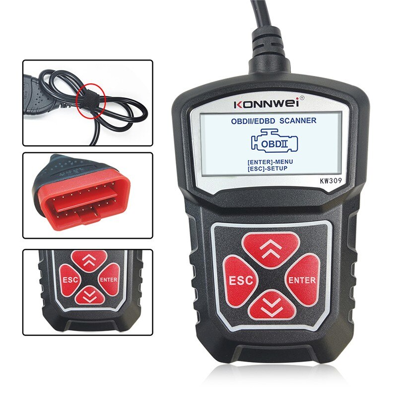 Professionele Auto Code Reader Diagnostic Scan Tool KW309 OBD2 Scanner Automotive Check Engine Licht Gereedschap Multi-Taal