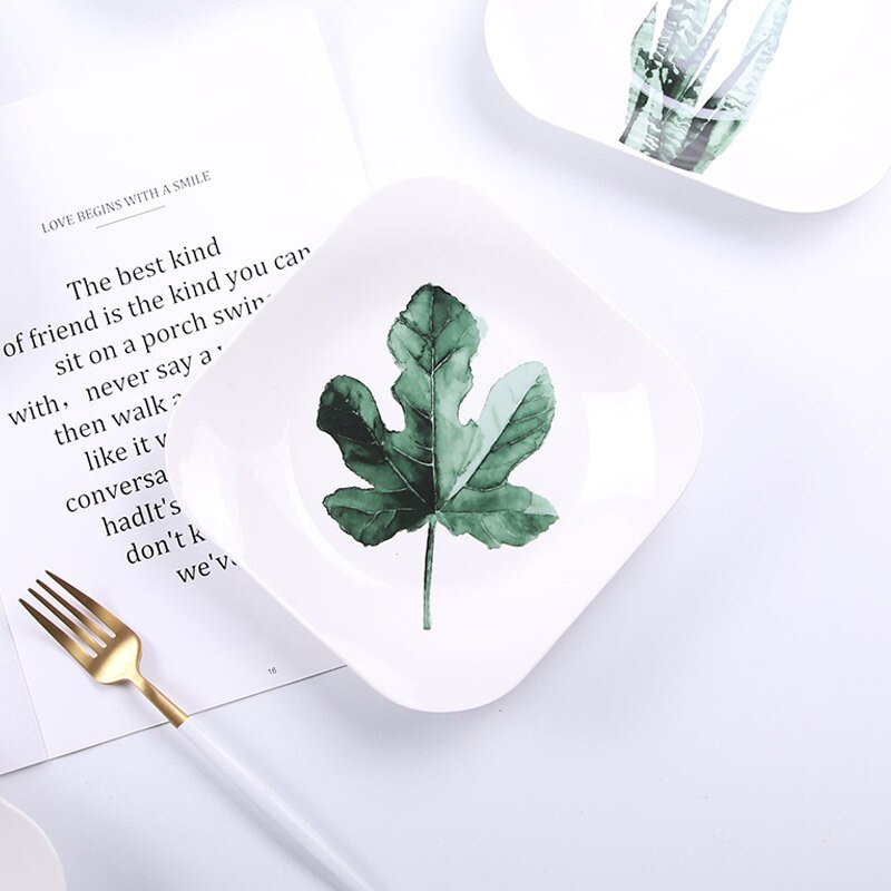 Ceramic square plate &amp; home use dessert plate porcelain &amp; 4 pcs dinner plate