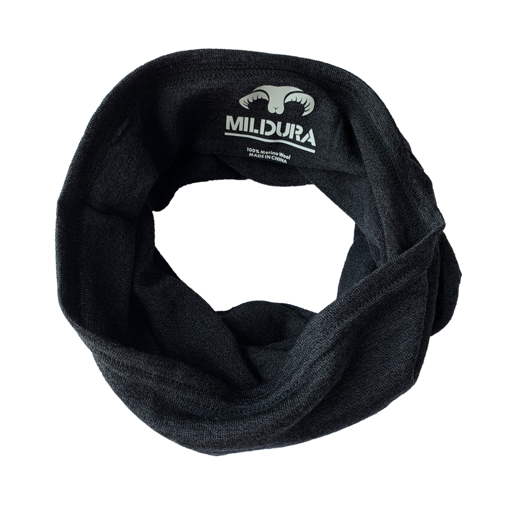 Unisex 100% Merino Wool Neck Gaiter&amp; Bandana Ski Neck Scarf Women Men Merino Wool Ski Neck Gatier Ring Wrap 1 Layer Warm Wrap: Style 1-Black Htr