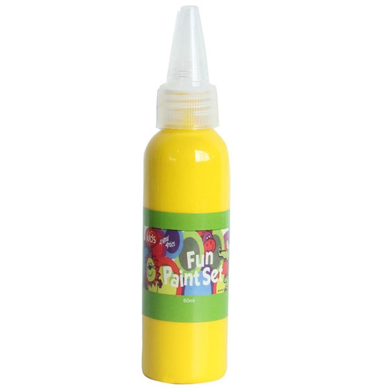 12 couleurs 60ml lavable doigt peinture sécurité et environnement enfants pigments bricolage pigment aquarelle protection dessin W6Z3: YELLOW