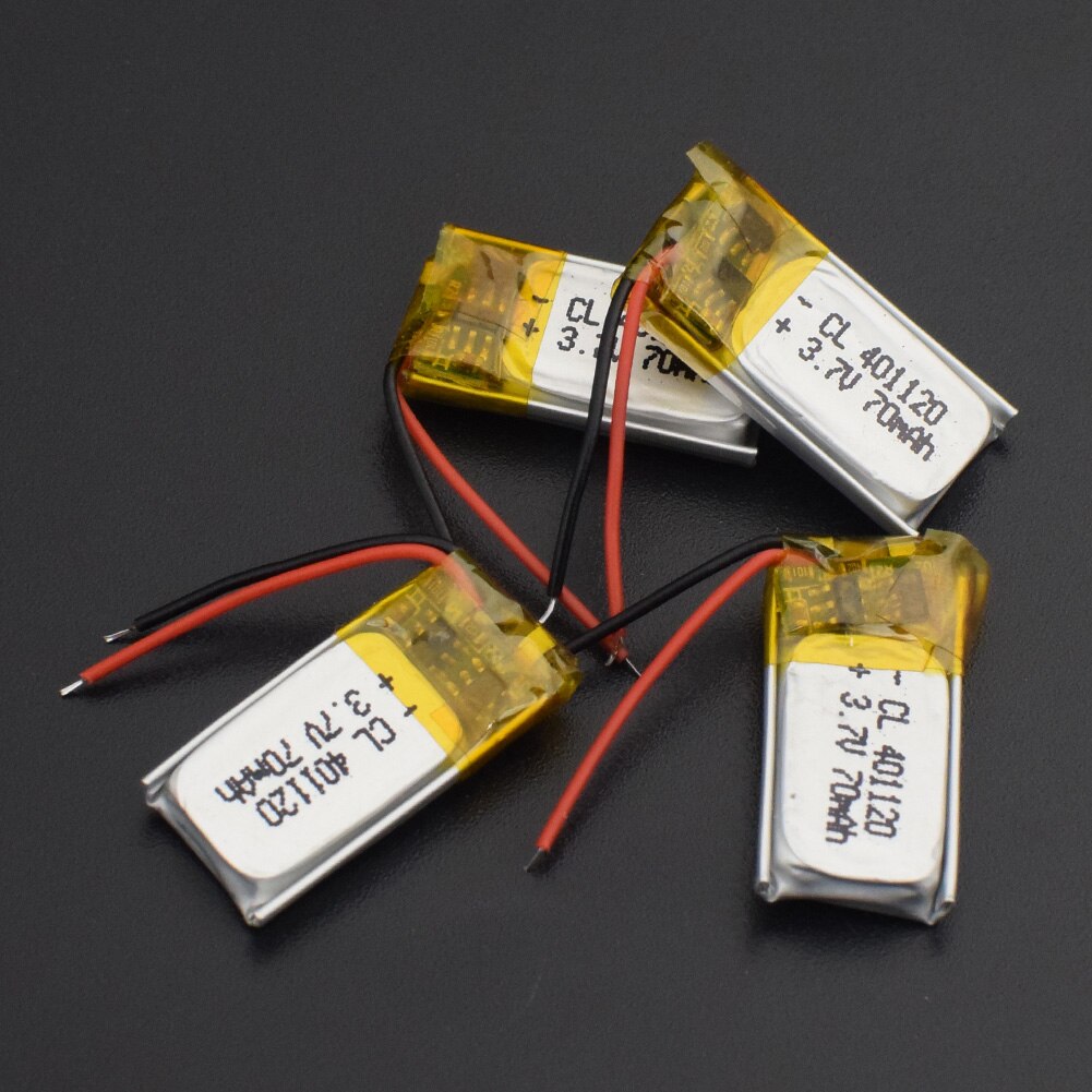 1/2/4 Pieces 401120 Li-ion Polymer Battery 3.7v 70mah Rechargeable Batteries CE FCC ROHS Certification Safe Power Supply