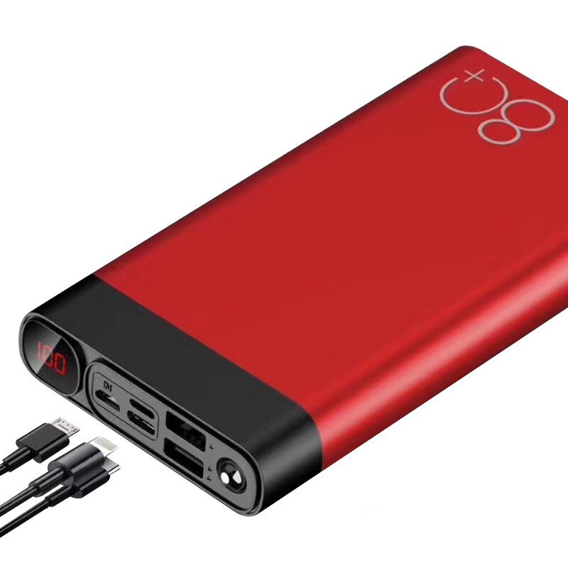 80000 mah powerbank, gehäuse aus metall-aluminiumlegierung, led-anzeige, 2 usb-ausgänge, geeignet für smartphones, tablet-pcs und gps-geräte