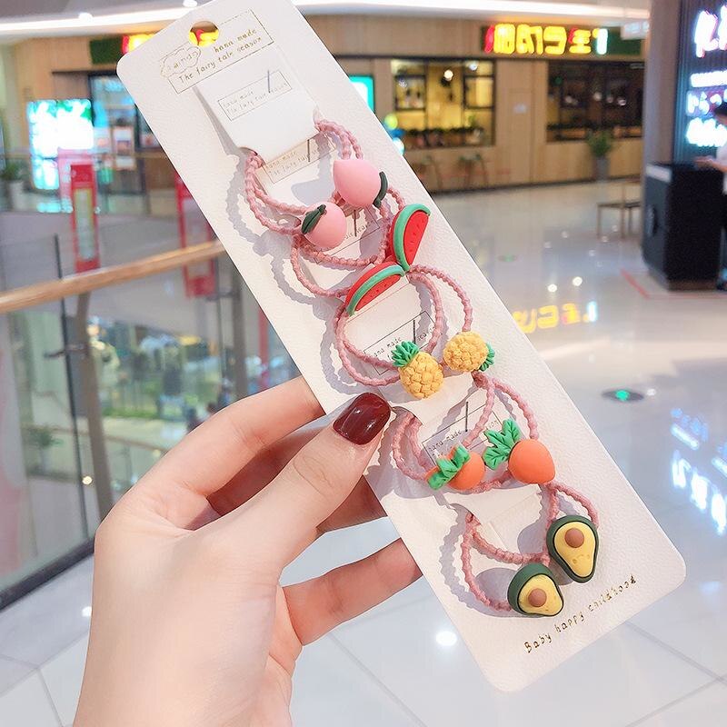 10 pièces/sac mignon dessin animé Fruit fleur élastique cheveux élastiques pour enfants enfants filles Scrunchie cravate cheveux anneau corde accessoires: Fruit