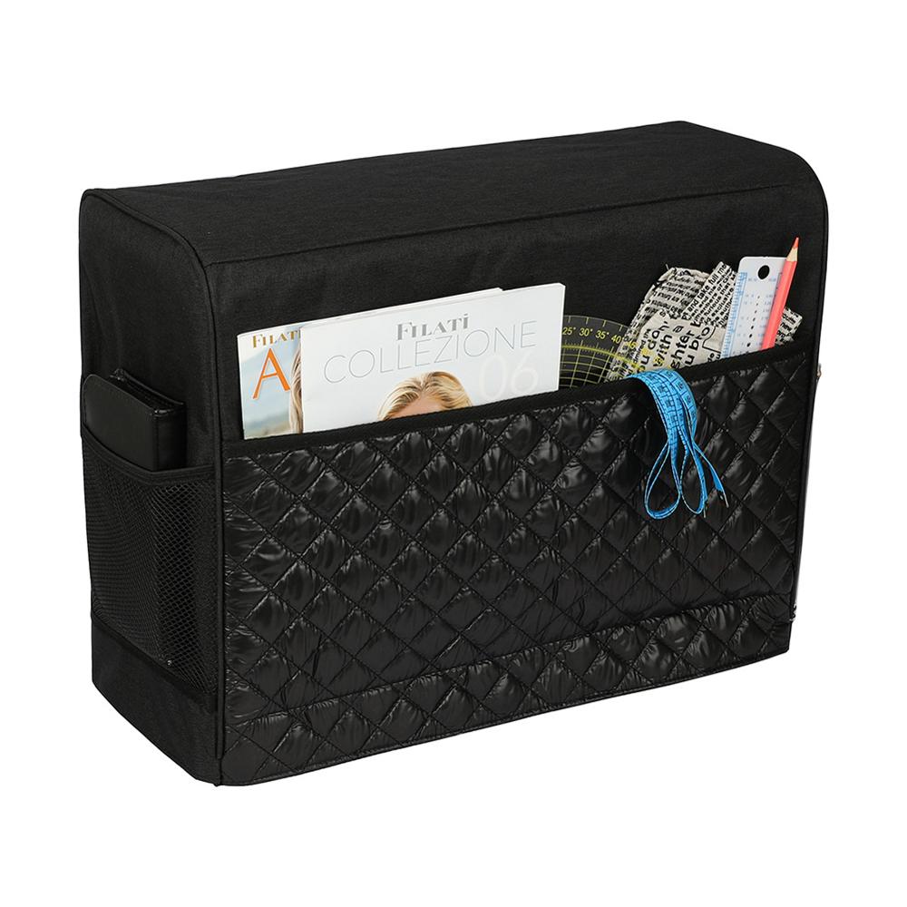 Sewing Machine Dust Cover with Storage Pockets cloth Compatible with Most Standard Singer and Brother household sew Machines: black