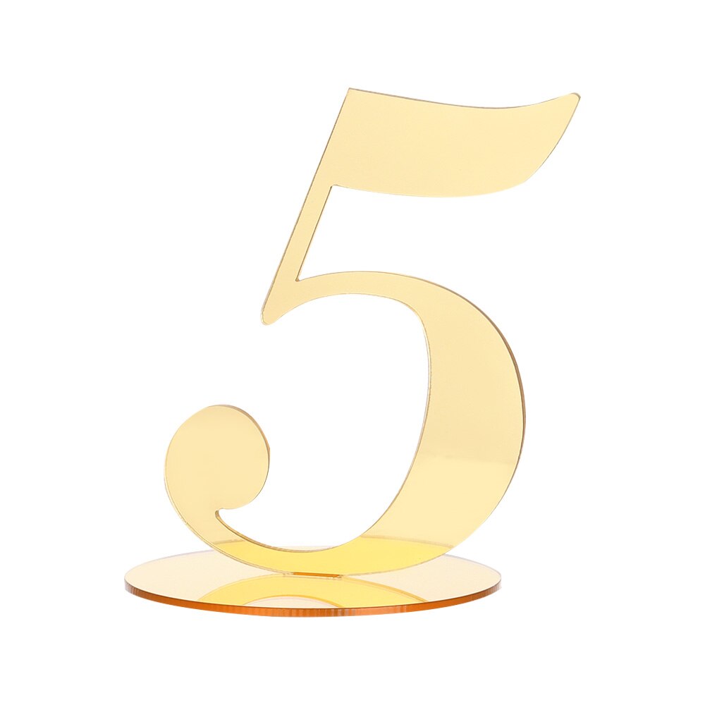 1pc Acrylic Table Numbers DIY Romantic Gold Table Sign Seat Card For Wedding Birthday Party Decoration: 5