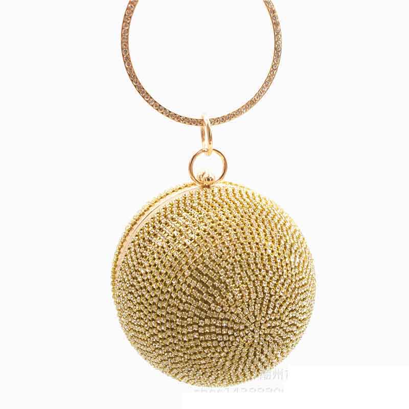 Women Beaded Crystal Party Evening Bag Bridal Wedding Round Ball Wrist Purse Bag For Women