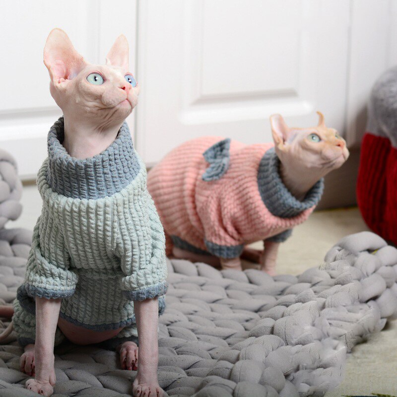 Sweat à capuche pour chat, vêtement d&#39;hiver et doux, pyjama Sphynx, costume pour chaton Sphinx