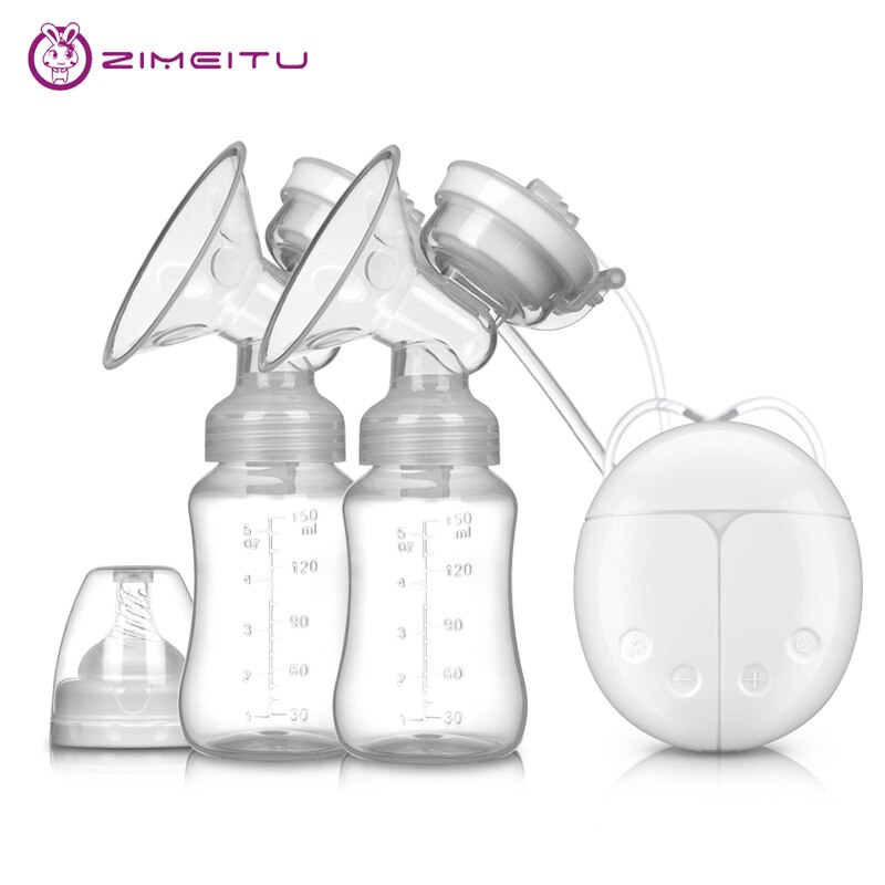 Zimeitu Dubbele Elektrische Borstkolven Krachtige Tepel Zuig Usb Elektrische Borstkolf Voldaan Baby Melk Fles Koude Warmte Pad Nippl