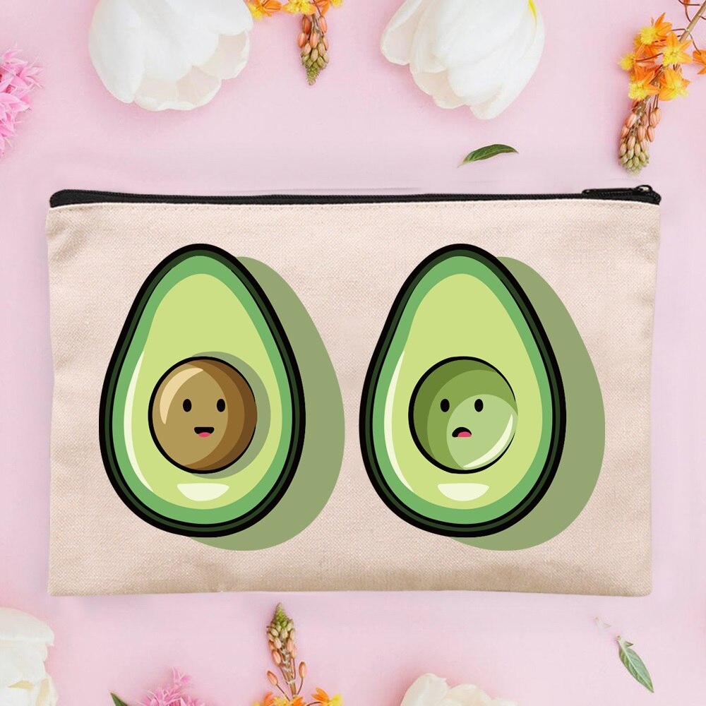 Women&#39;s Cosmetic Cases Avocado Pattern Lipstick Bag Zipper Cover Beautician Toiletry Makeup Pouch Coin Purse Pencil Case: 4Avocado004
