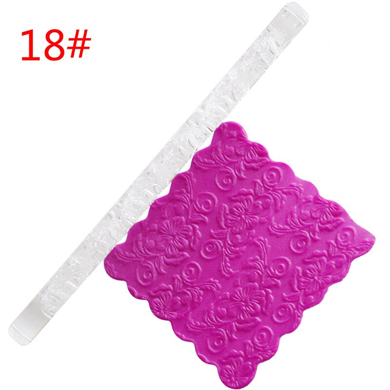 Textured Embossing Rolling Pin Fondant Cake Roller Bakeware Tools Decorating Pastry Tools Cup Top Non-stick Rolling Pin: 18