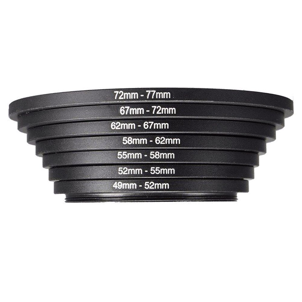 7pcs Camera Mini Photography Ring Adapter 49 77mm Practical Outdoor Step Up DSLR Durable Lens Filter Aluminum Alloy