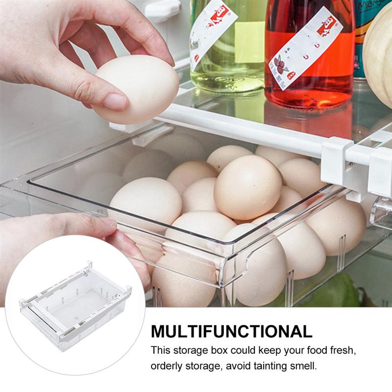 1Pc Fruit Refrigerator Organizer Drawer Basket Refrigerator Pull-Out Drawers Fresh Spacer Layer Storage Rack
