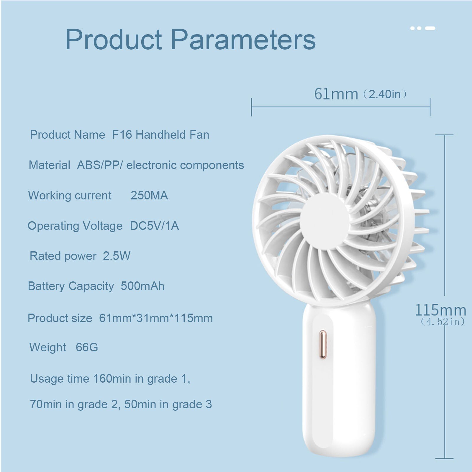 Portable Mute Fans With Power Long Battery Life 3 Speed Adjustable Fans Usb Rechargeable Desk Outside Travel