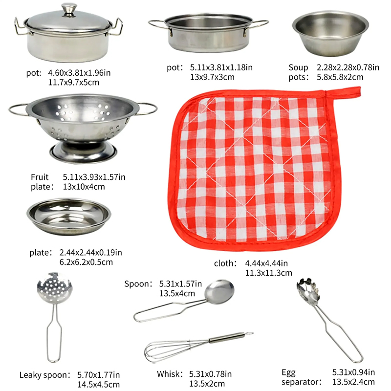 Keuken Peut Play Accessoires Speelgoed Met Roestvrijstalen Kookgerei Potten En Pannen Set, Kookgerei, Leermiddel