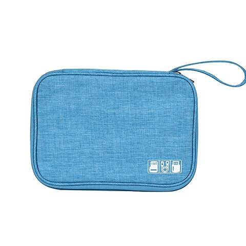 Cable Organiser Bag, Travel Electronics Accessories Bag Organiser for Cables, Flash disk, USB drive, Charger, Power Bank,: Sky Blue