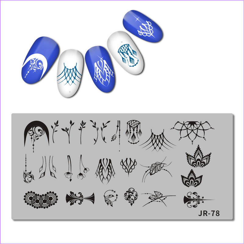 Rvs Nail Stempelen Plaat Sjabloon Swirl Bloem Patroon Danser Vlam Anker Kaarshouder Nail Tool JR071-80: JR078