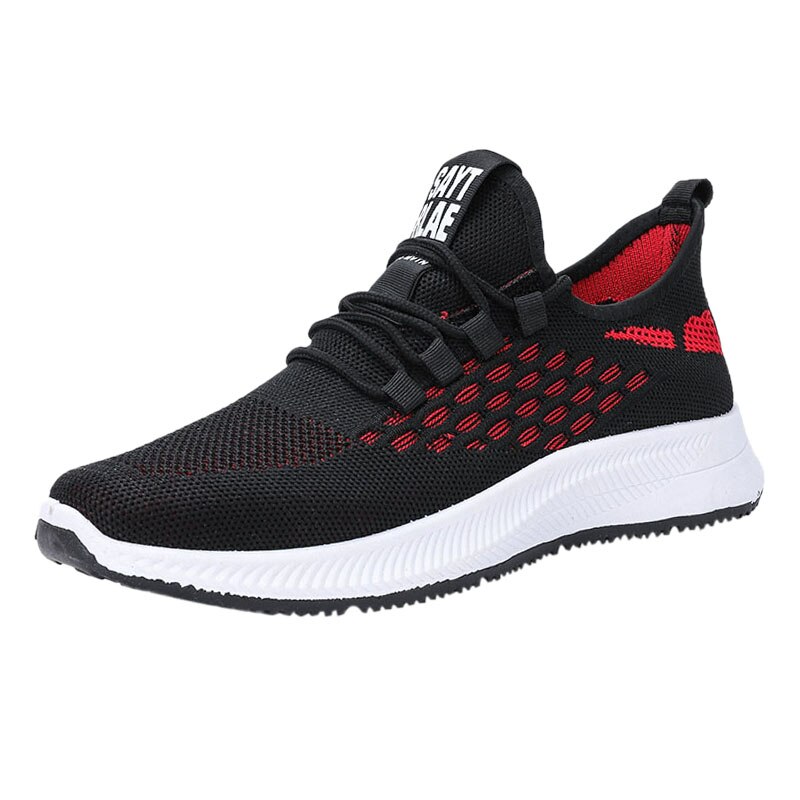 Klassiska sneakers herr stil män casual skor bekväma mesh utomhus promenader joggingskor: Svart / 41