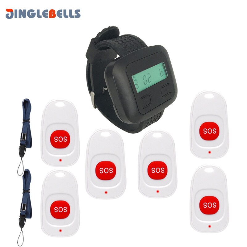 Wireless Paging System Wrist Watch Receiver Black And Emergency SOS Call Button White For Hospital Clinic Nurse House: 6
