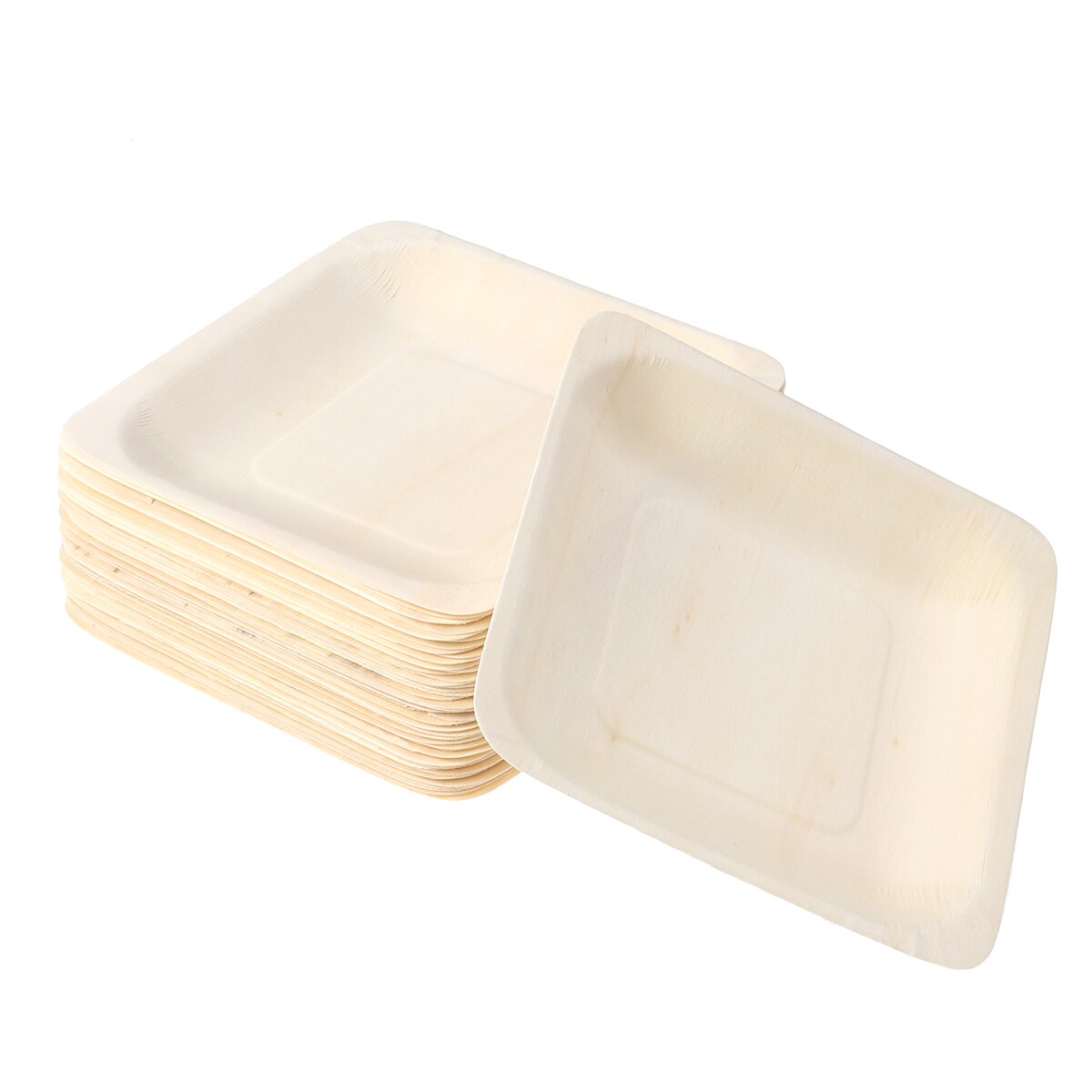 50 stücke Platz Einweg Holz Platte Party Platten Geschirr für Hochzeit Restaurant Picknick Geburtstag 140x140mm