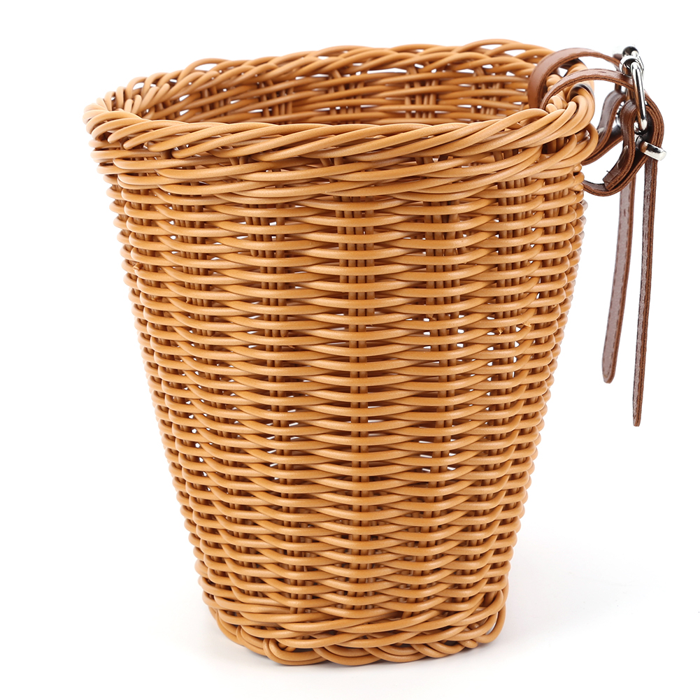 Cesta trenzada para bicicleta, campana para bicicleta, cesta extraíble de imitación de ratán para bicicleta, cesta de mimbre de imitación para bicicleta impermeabilizante