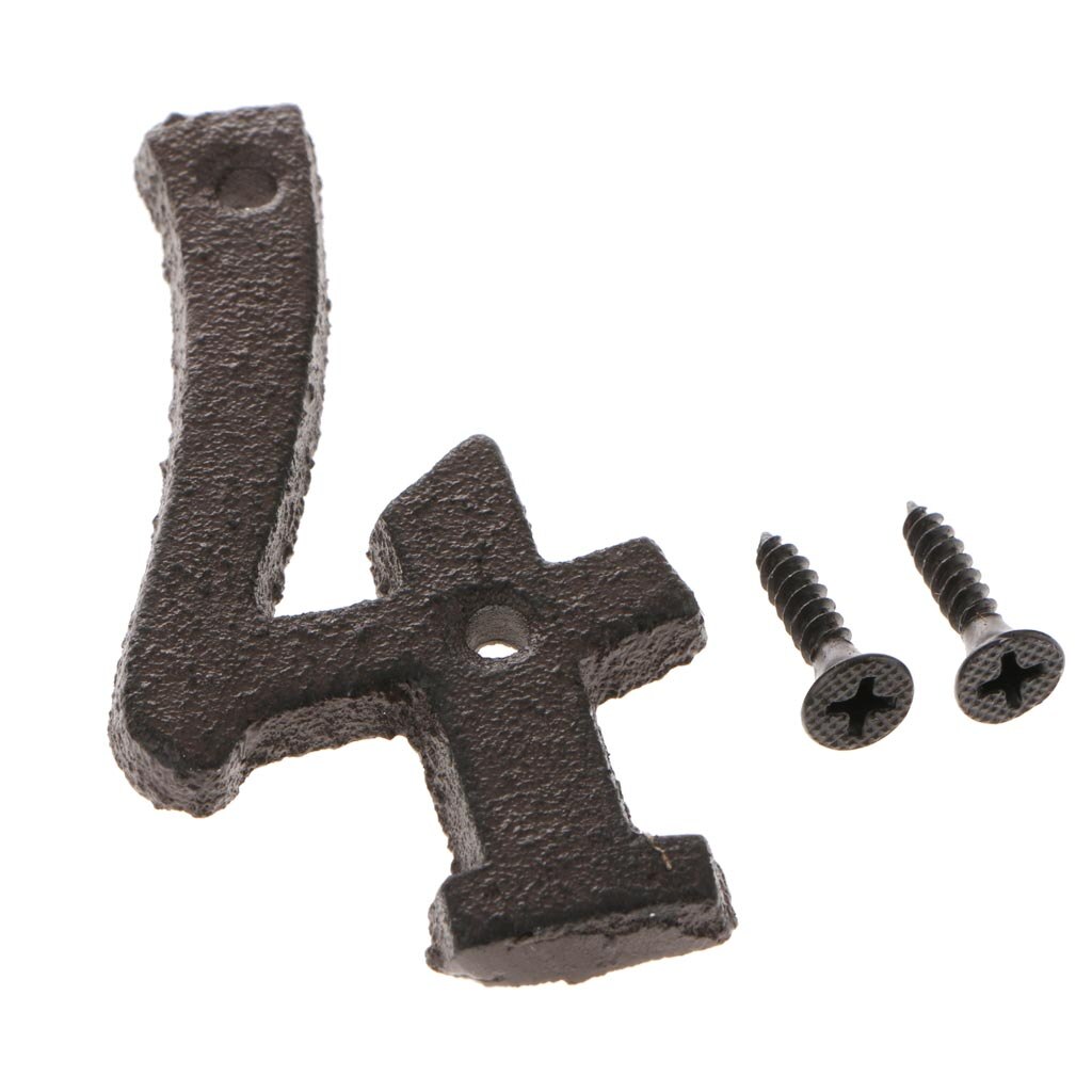 10pcs Cast Wrought Iron Black Antique House Door Number Signs Digits Sticker Plate