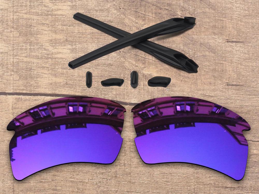 Vonxyz 20 + opções de cores polarizadas lentes de substituição & nariz almofadas orelha meias de borracha kit para-oakley flak 2.0 xl oo9188 quadro: Violet Mirror