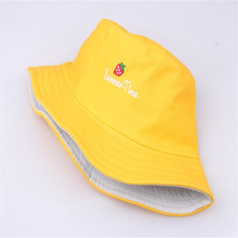 Jordbær sommer tid broderi spand hat til mænd kvinder hip hop fisker hat voksen panama bob hat sommer elskere flad hat  f09