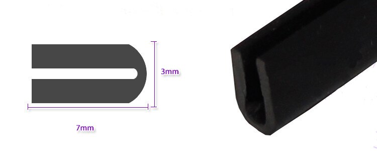 2M 7mm x 3mm U Channel Black Edge Trim Rubber Car Truck Auto Camper Trailer RV Seal