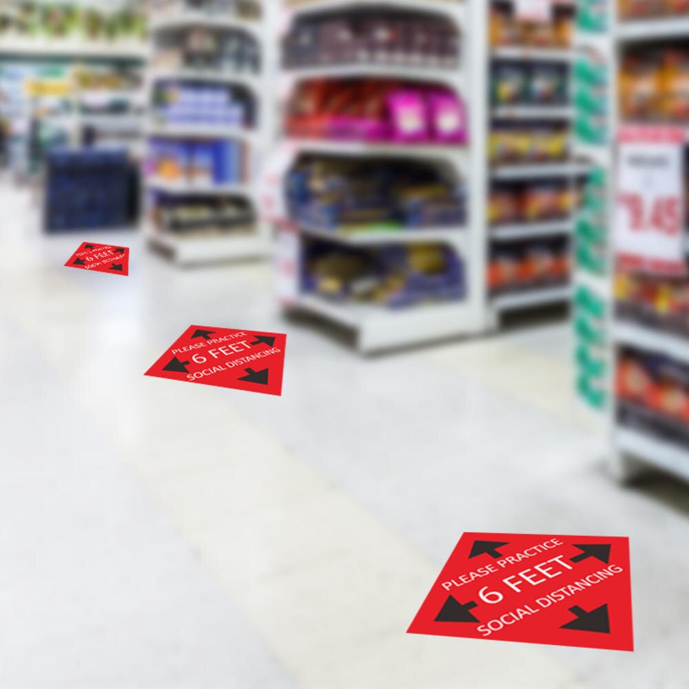 Public area Social Distancing Floor Sticker Waterproof Selfadhesive Sticker Safety Floor Sign Sticker for Crowd Control Guidance