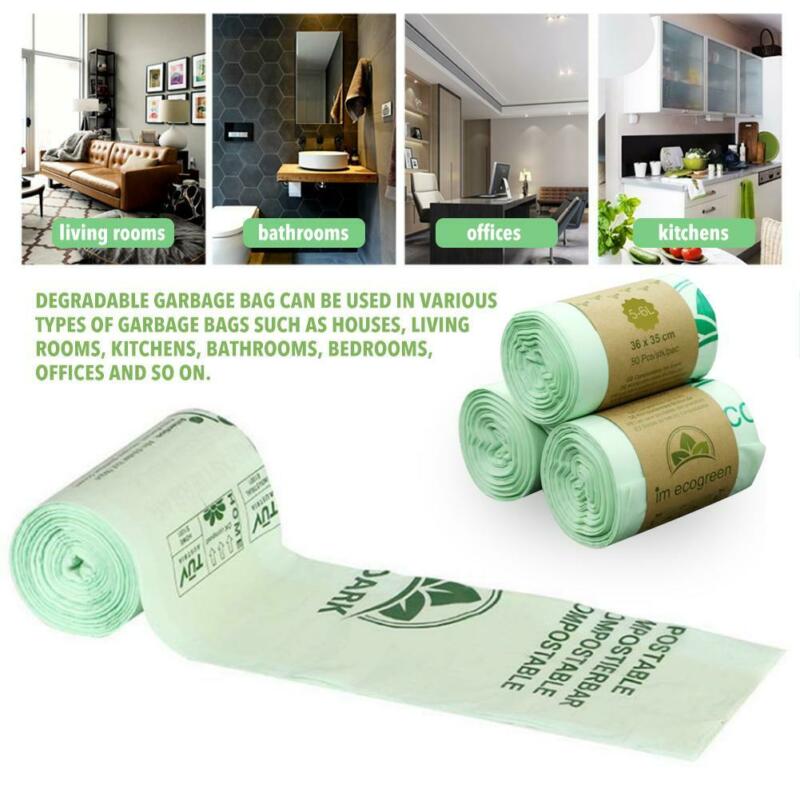 Sacos de lixo biodegradáveis da proteção ambiental 50 sacos de lixo compostáveis da cozinha