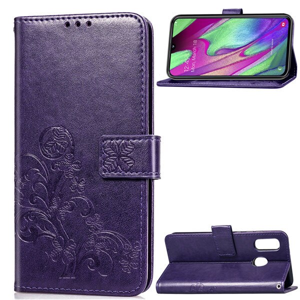 Voor Samsung A40 Case Flip Luxe PU Leather Back Cover Phone Case Voor Samsung Galaxy A40 EEN 40 GalaxyA40 A405F a405 SM-A405F tassen: Paars