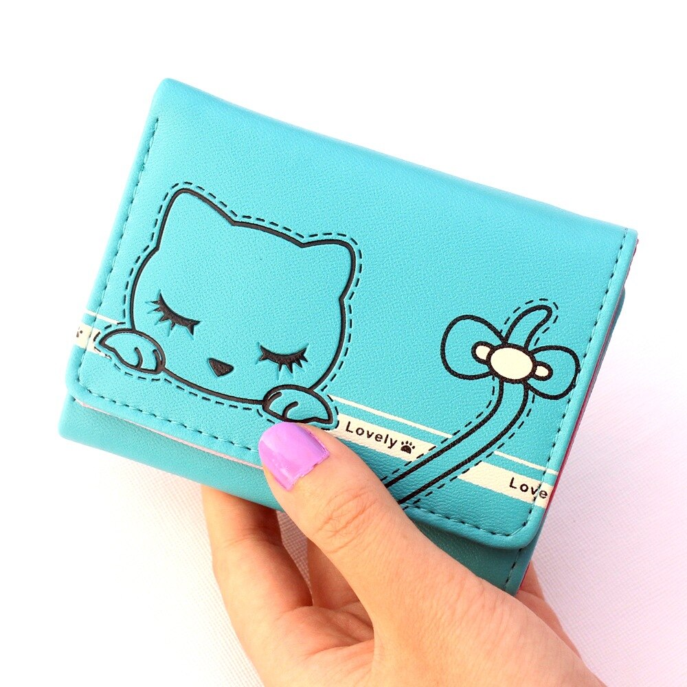 Cute Cartoon Wallets Leather Girls Wallets Short Wallet Student Coin Purse Card Holder Ladies Clutch Bag Female Purse: 08