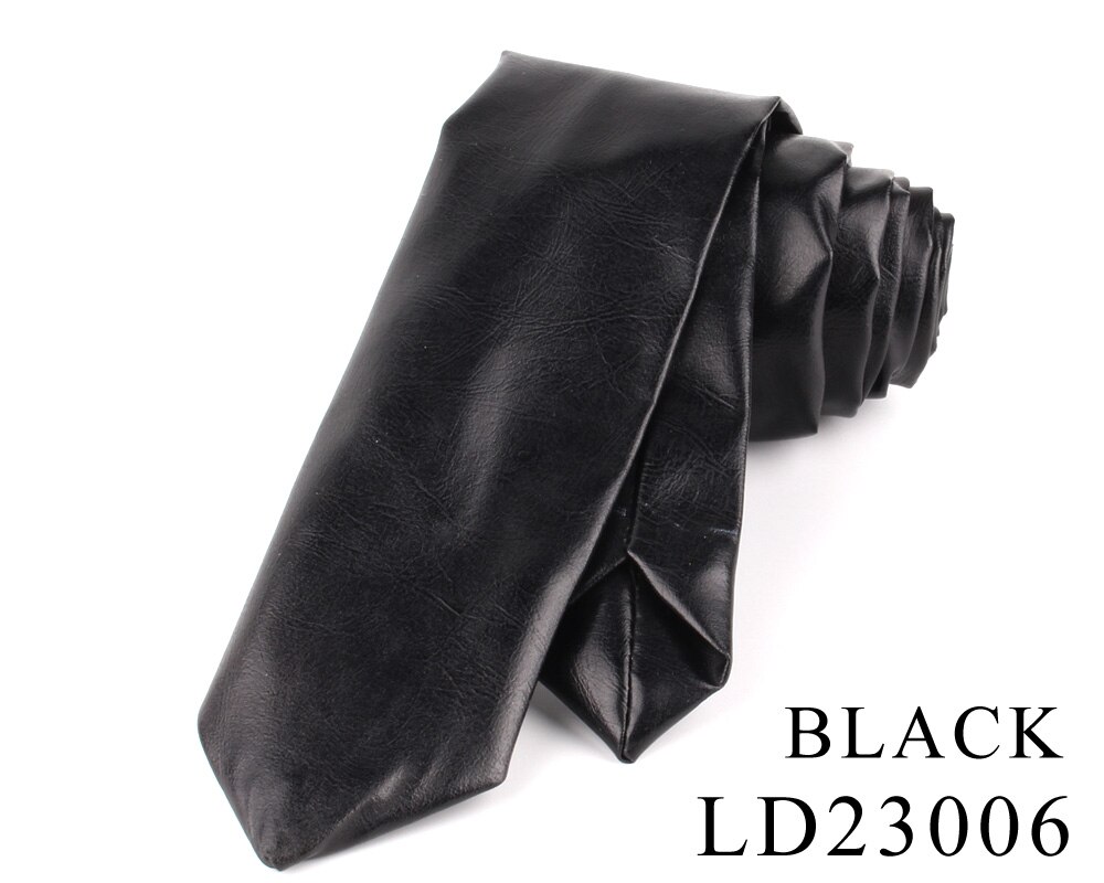 Nuevas corbatas de cuero PU para hombres, corbatas casuales de PU, corbata de sólida para hombre, corbata para traje de boda negocios: LD23006
