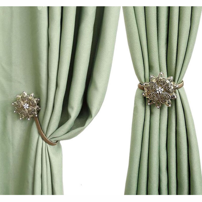 Magnetic Curtain Buckle Flower Decor Window Screening Tieback Clip Retractable Metal Strap Curtains Holder Accessories