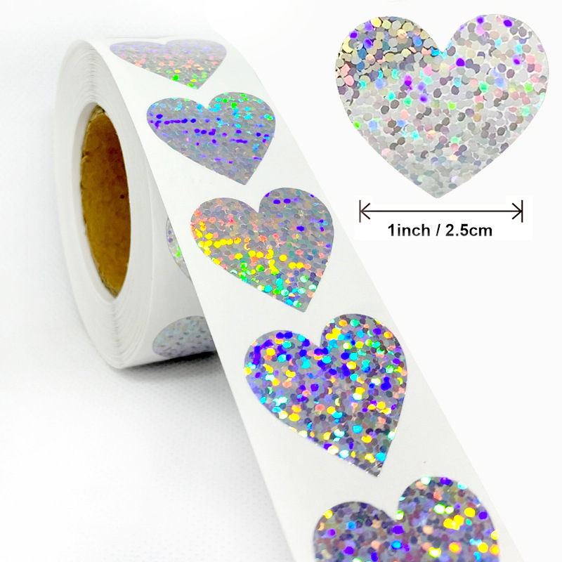 100-500PCS Thank You Stickers Rolling Merci Children's Stickers for Business Packaging Home Made Love Heart Shaped Sticker: Light Grey